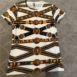 Versus Versace Icon Belt Print TShirt White Black Gold